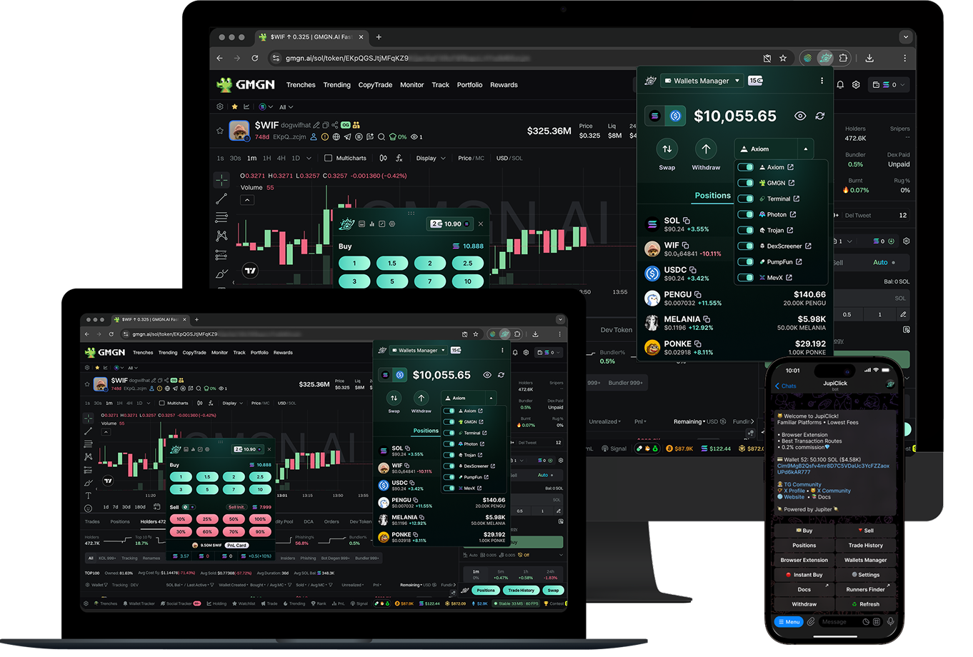 JupiClick on desktop and mobile